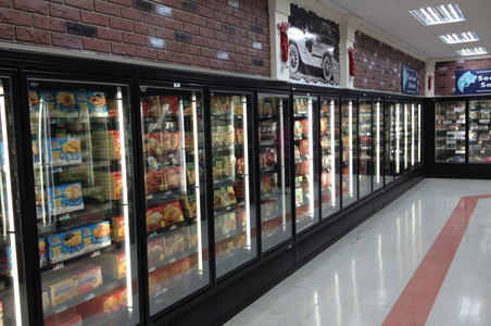 This commercial refrigerated multi deck food display is installed in grocery stores and convenience stores, supermarkets, delicatessens, schools and coffee shops.  Lindsey Refrigeration provided the equipment and installation.
