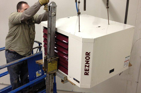 This Commercial Reznor heater was purchased from and installed by Lindsey Refrigeration and is energy efficient and dependable.